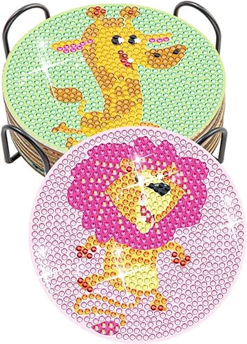 Miniatura 5 de Posavasos de pintura de diamantes con soporte, mandala y frutas y océanos y patas de perro, kits de arte de puntos para adultos y niños