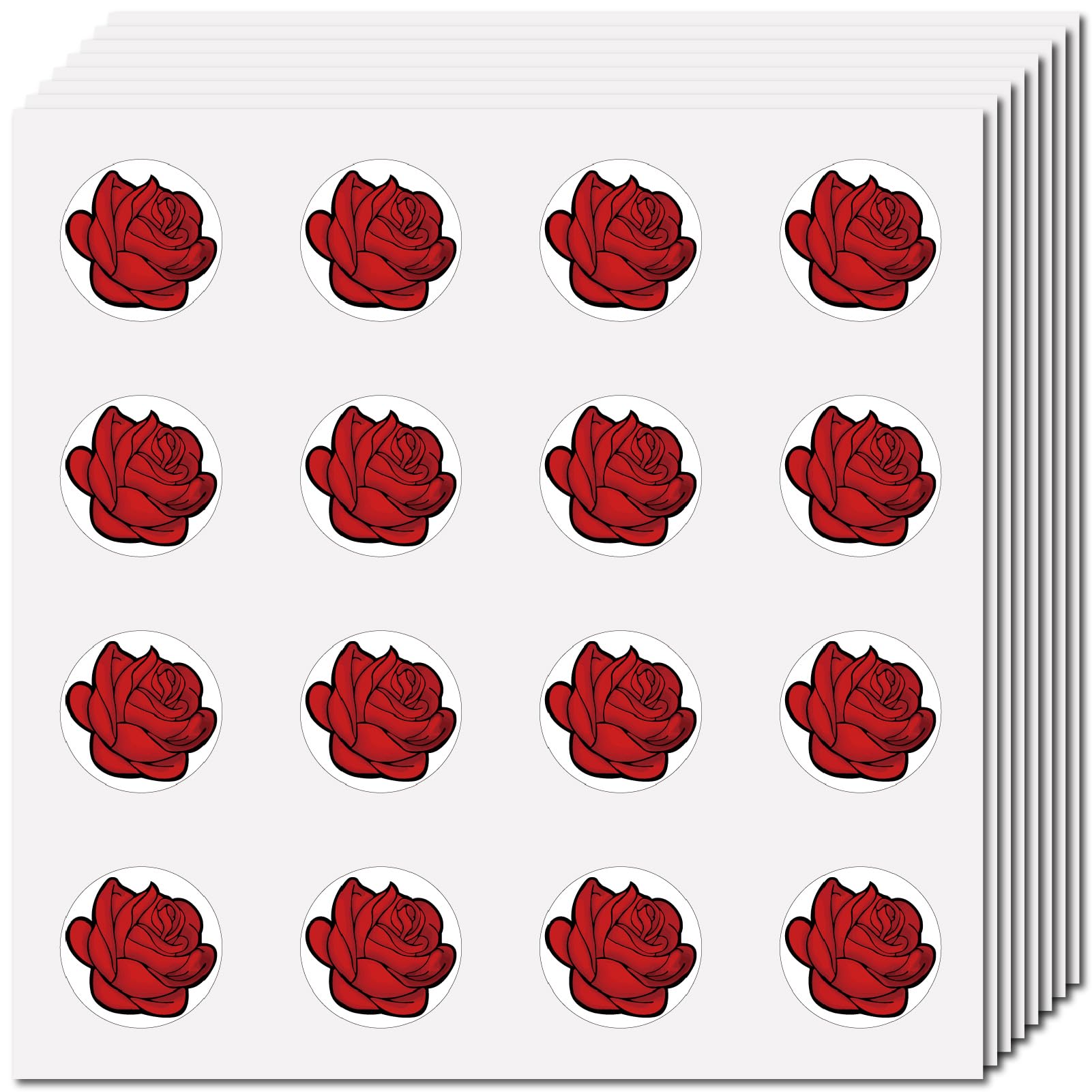 CREATCABIN 128Pcs Small Rose Stickers Flower Vinyl Decal Self-Adhesive Waterproof Sticker Round Bulk Red Stickers for Water Bottles Planner DIY Crafts Laptop Luggage Cup Computer Journal 2.5x2.5cm