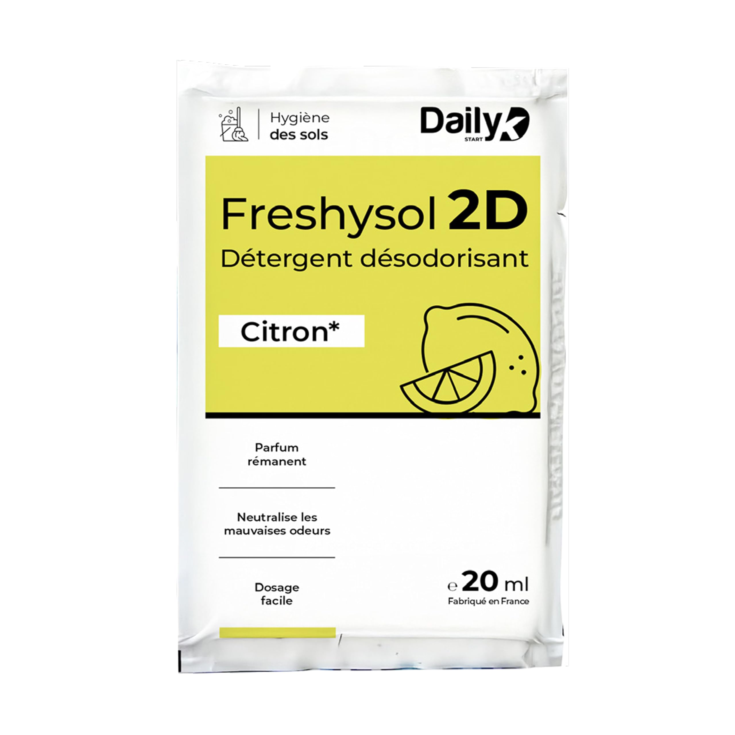 Détergent Désodorisant Sol FRESHYSOL 2D Dosette 20ml x 250 - Nettoyant Pour Tous Types de Sol & Surfaces - Produit Désodorisant Non Tracant - Format Pratique - Made in France
