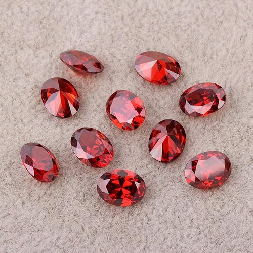 Vista 2 de Ximimark 10 piezas de piedra preciosa suelta de Mozambique de rubí rojo de corte ovalado de 0.276x0.197 in, Cristal, ágata