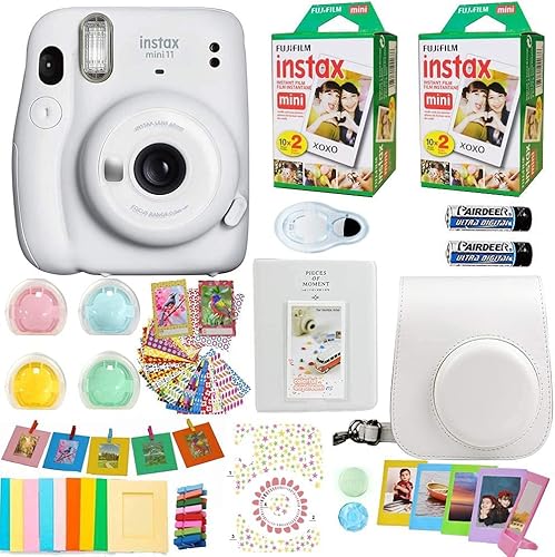 Fujifilm Cámara Instax Mini 11 + película Instax instantánea Fuji (40 hojas) e incluye funda + marcos surtidos + álbum de fotos + 4 filtros de color