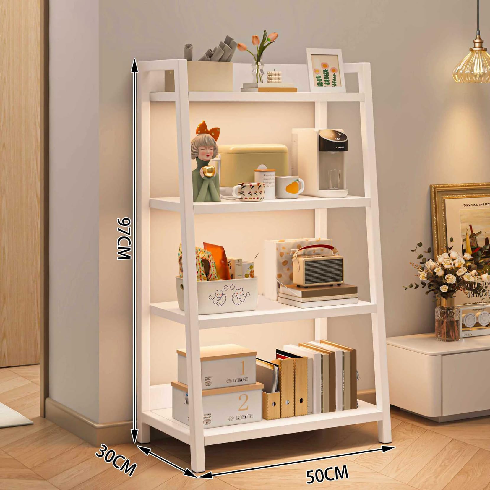 Amazon｜[FOQW] オープンシェルフ 台形 50*30*97cm 壁面収納 ウォール