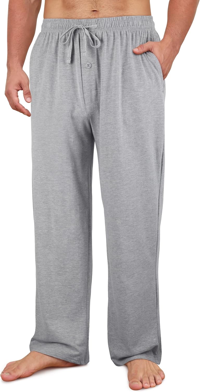 Men's Cotton Pajama Pants Soft Sleep Lounge Pants with Pockets & Drawstring Sleepwear PJ Bottoms for Men