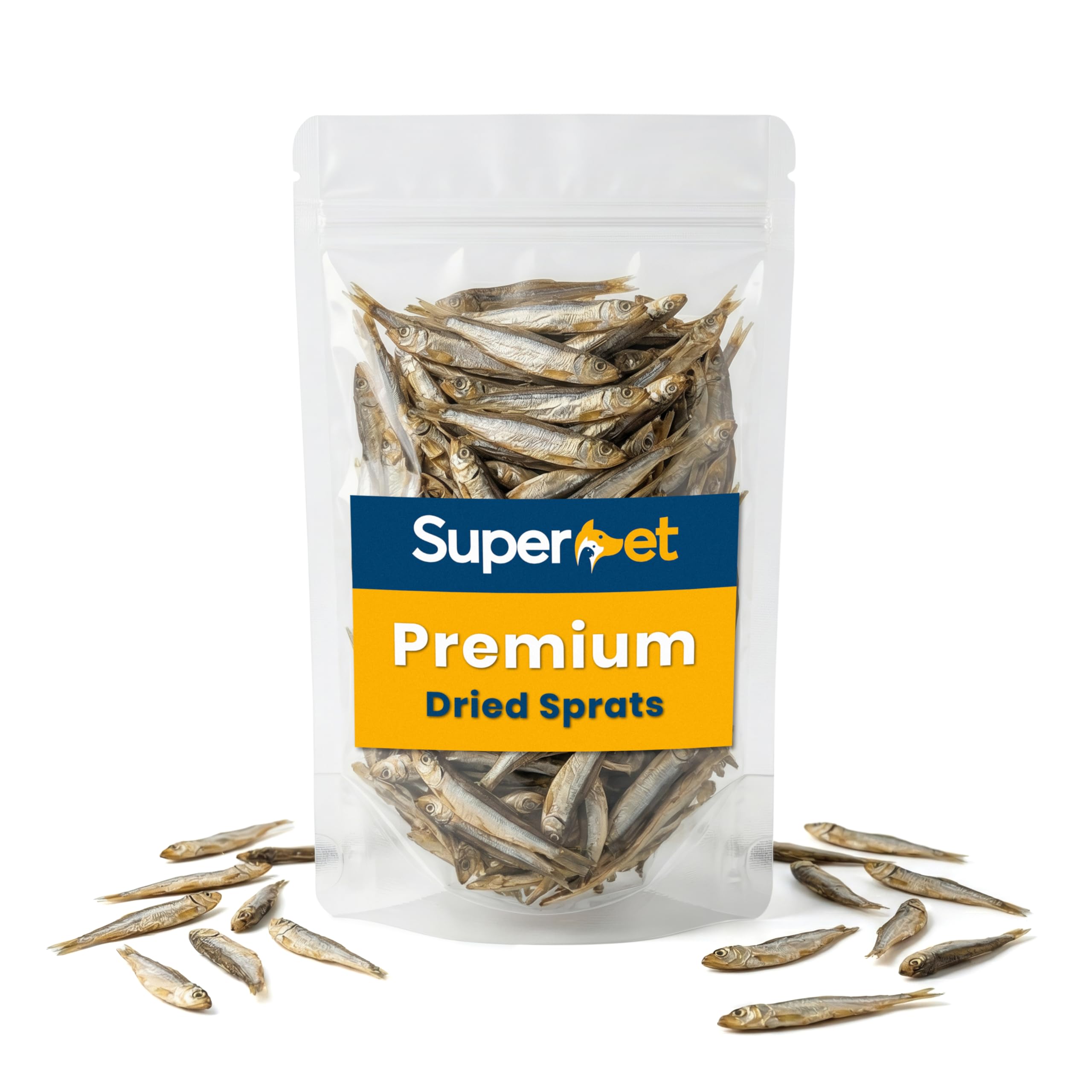 Superpet Dried Sprats Dog Treats, Hypoallergenic Natural Dog Treats, 100% Dried Sprats, High in Protein & Omega 3 Fish Oil, Grain Free Treats for Dogs, Cats, Puppies & Kittens (0.1kg)