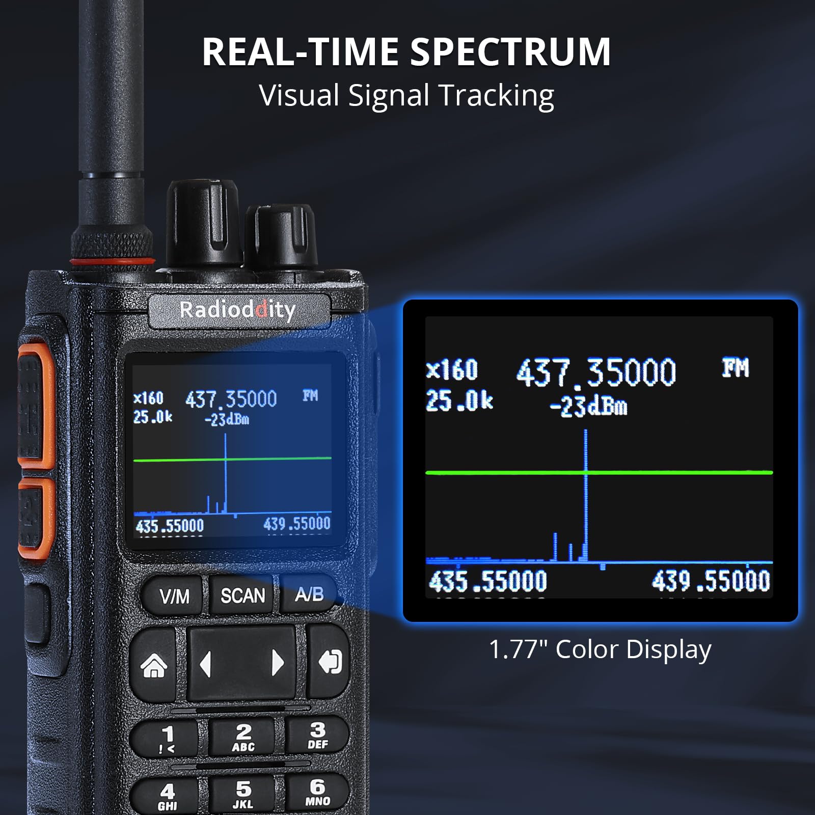 Radioddity GS-10B Pro Ricetrasmettitore Radioamatore, 8W Dual Band, Spettro in Tempo Reale, Ricevitore HF SSB CW Banda Aerea, App Prog, 999 CH, Antenne Donut SW/MW, HT Portatile per POTA & Field Day