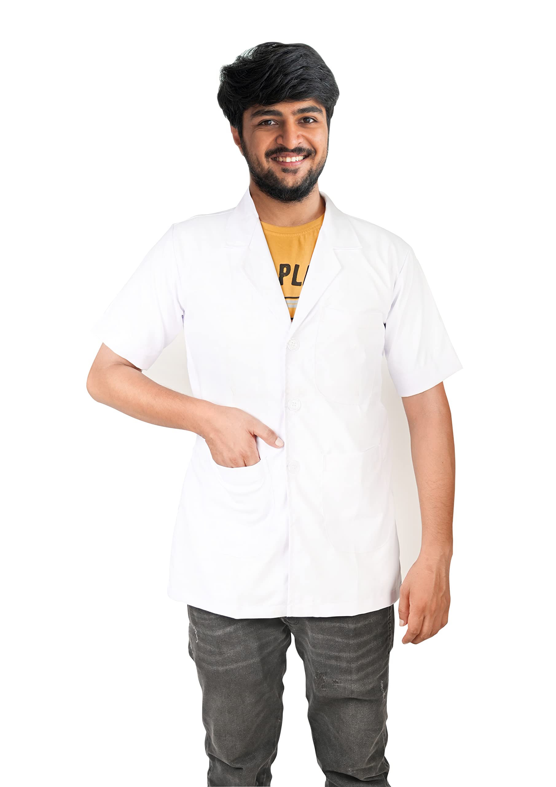 Shivangi - House Of Commercial Clothing White Cotton Half Sleeve Lab Coat or Apron For Men and Women (Size:- 38 - M) (B09JG5JJXC) Amazon Price History, Amazon Price Tracker