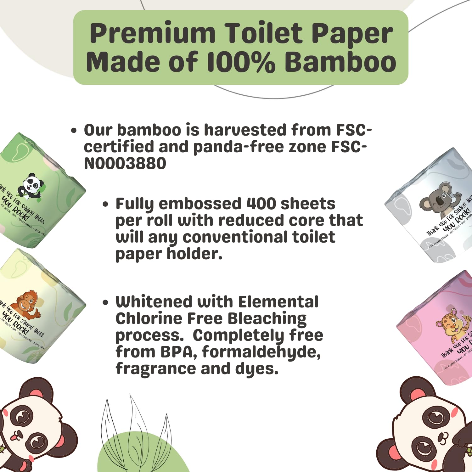 MOTHER EARTH Papel higiénico de bambú, ultra suave y fuerte, 3 capas, 400 hojas por rollo, hipoalergénico y seguro para sépticos, Mega rollos, paquete de 12 rollos