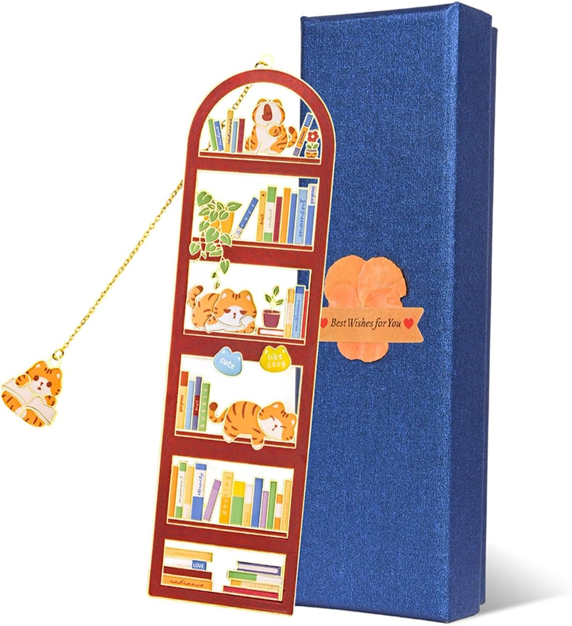Cute Orange Cat Book Mark, Metal Bookmarks, Book Charm, Bookmark for Women
