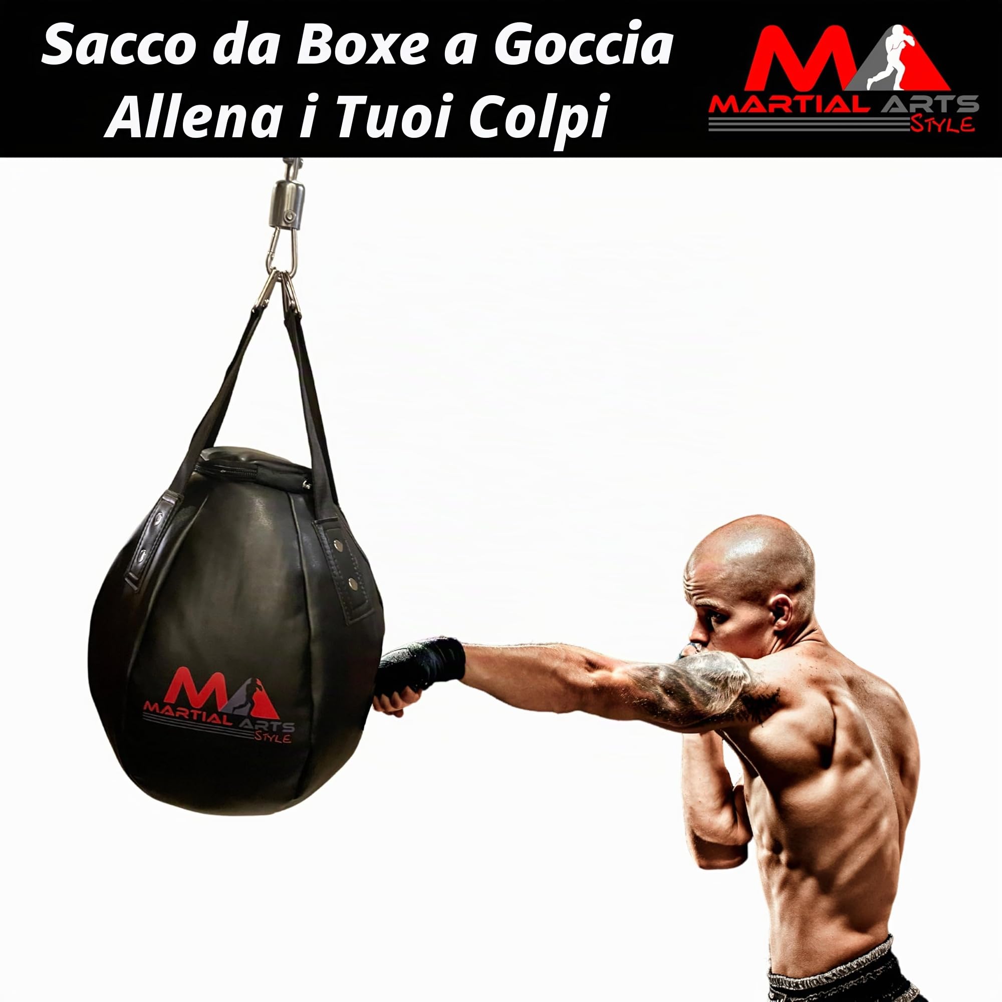Sacco da boxe professionale a goccia, per allenamento MMA, kickboxing, Muay Thai, di forma rotonda, pesante (non riempito)