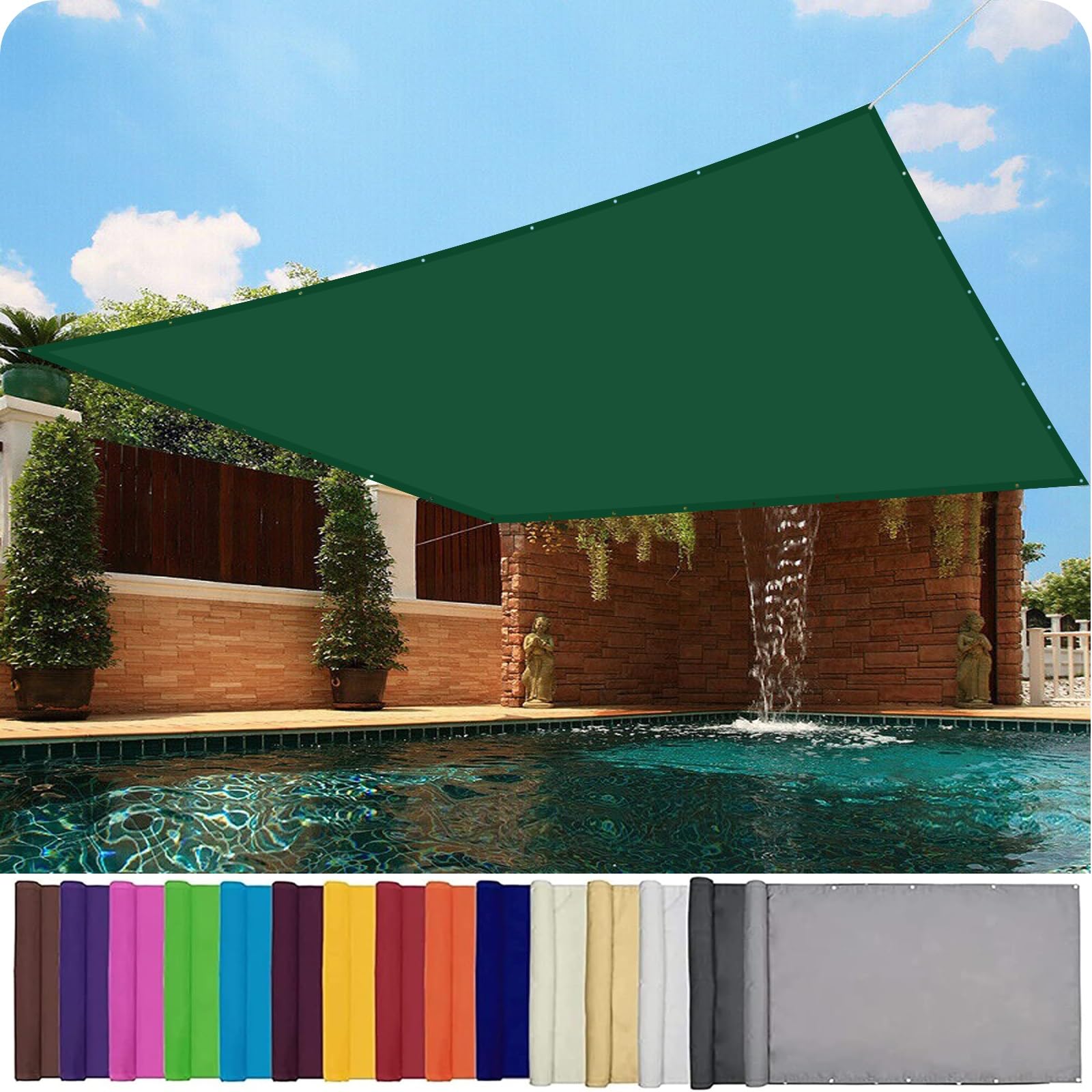 Rete Ombreggiante, Ombreggiante Parasole 120 x 240 cm Impermeabile, Protezione UV Al 95%, Telo Copertura a Onda da Esterno per Esterno, Giardino, Piscina, Verde Scuro