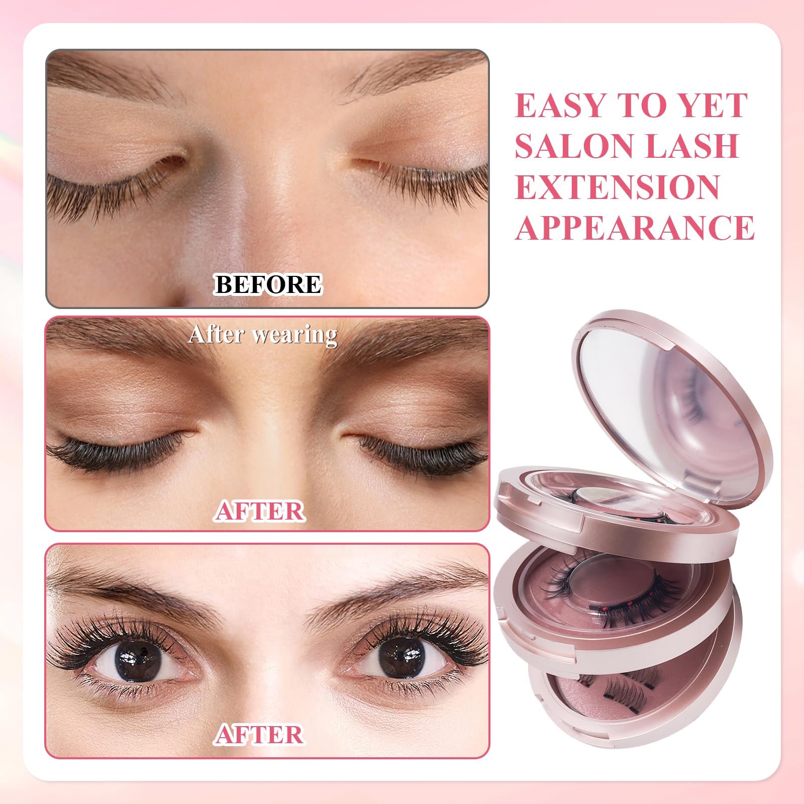 8 Pares Pestañas Postizas Magneticas Naturales Efecto 3D Ojos De Gato Reutilizables Kit Pestañas Magneticas Naturales Magnetic Lashes Con 1 Rizador Peine Estuchealm Acenamiento Caja Embalaje — view 4