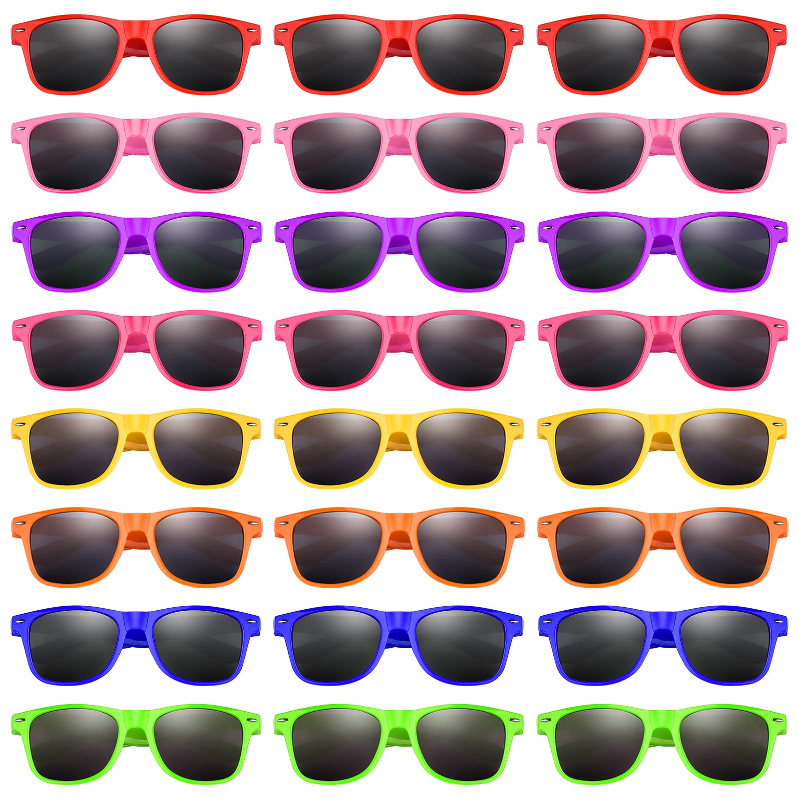 MIAHART 64Pcs Kids Party Sunglasses Bulk Neon Colors Glasses for Summer Beach Pool Party Carnival Prizes Birthday Party Favors, 8 Colors