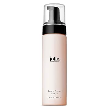 Jolie Papaya Enzyme Cleanser Luxurious Self Foaming Face Wash Enriched with Cucumber, Sage & Geranium Deep Purification & Daily Hydration for Radiant Skin Clarity Energized Glow 6.97 fl oz