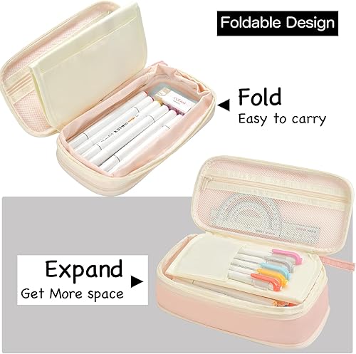 Miniatura 3 de YOKUMA Estuche para lápices de gran capacidad para niñas, estuche para lápices de gran capacidad, suministros escolares estéticos kawaii, para