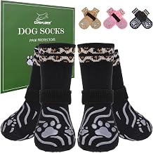 EXPAWLORER Dog Socks for Summer Hot Pavement to Prevent Licking Paws, Anti Slip Doggie Grippy Booties Shoes for Hardwood Floors, Boots & Paw Protectors for Small Medium Large Senior Dogs Black L
