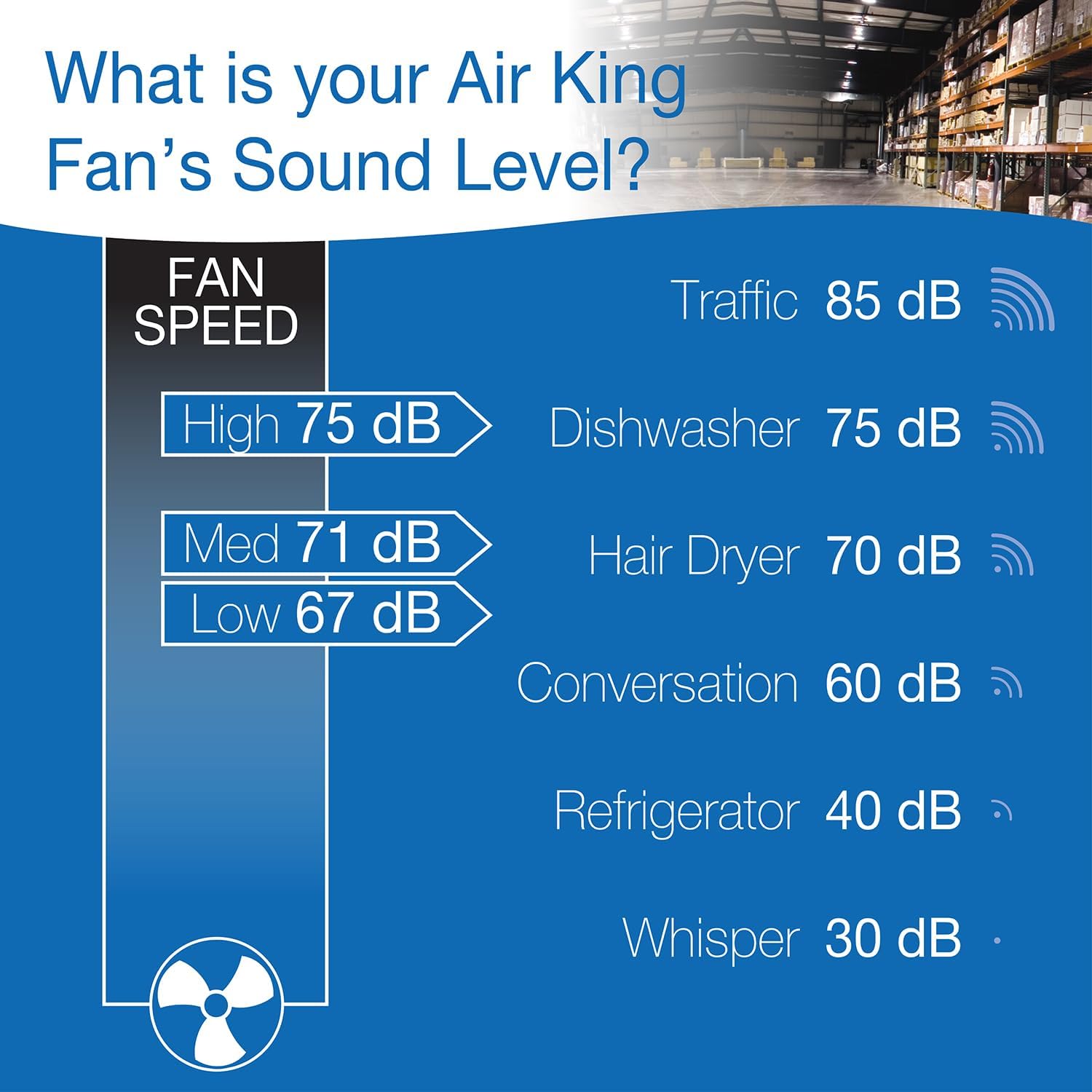 Air King 9035 30-Inch Industrial Grade Oscillating Wall Mount Fan, 1/4-Horsepower, Black Finish