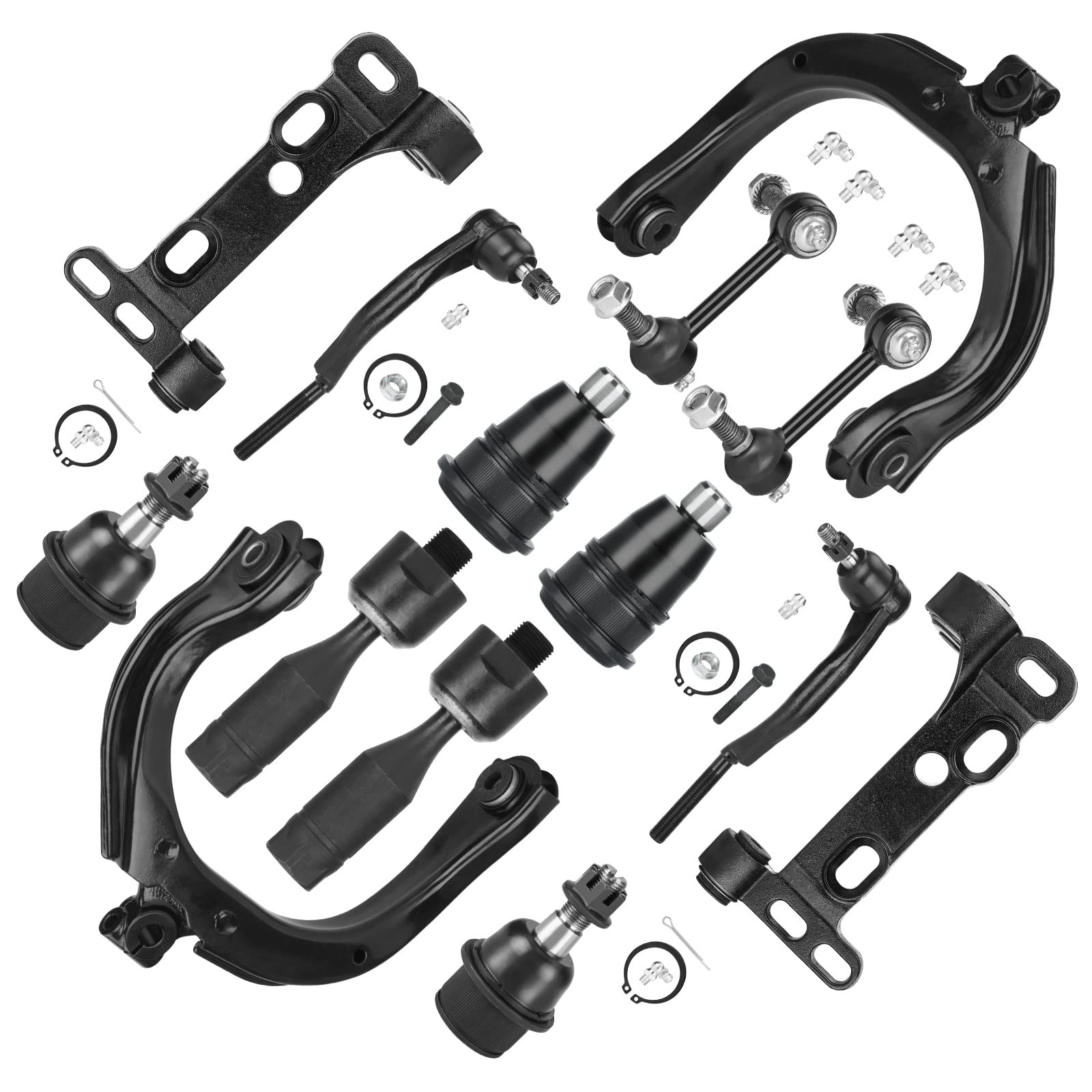 Front Control Arms Suspension Kit for 2004-2007 Buick Rainier, 2004-2007 Chevrolet Trailblazer (EXT), 2004-2008 GMC Envoy XL XUV, 2004-2008 Isuzu Ascender, 2005-2009 Saab 9-7X (16pc)
