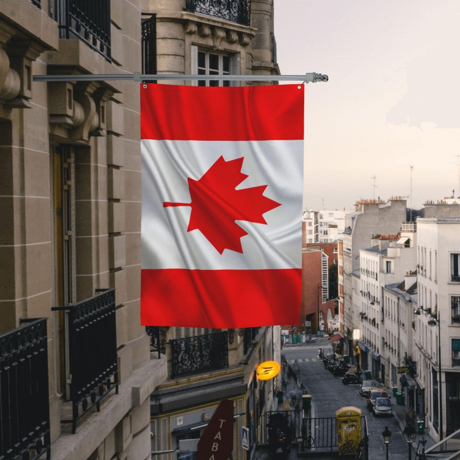 Canada Day Celebration In Forested Setting With Maple Leaf Flags Stock - Foto 10