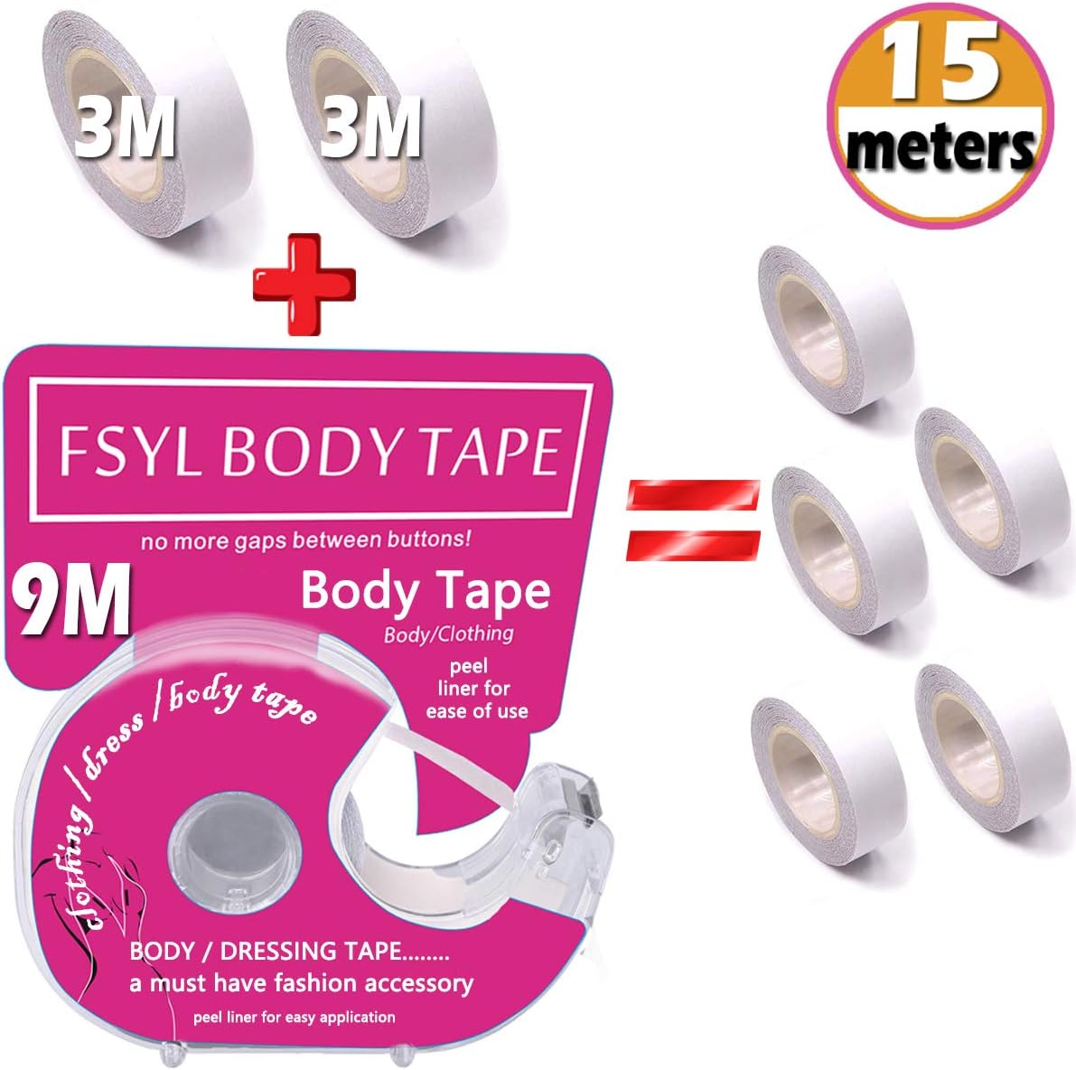 Body tit/boob tape Double sided tape for clothes/dress strong breast fashion tape, 15 Meters