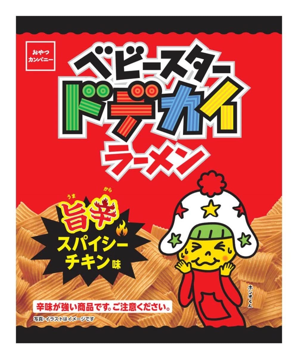 (Official) Snack Company Baby Star Dodekai Ramen, Spicy Spicy Chicken Flavor, 2.3 oz (62 g) x 12 Bags (Wide Noodles, Easy to Pick Snacks)