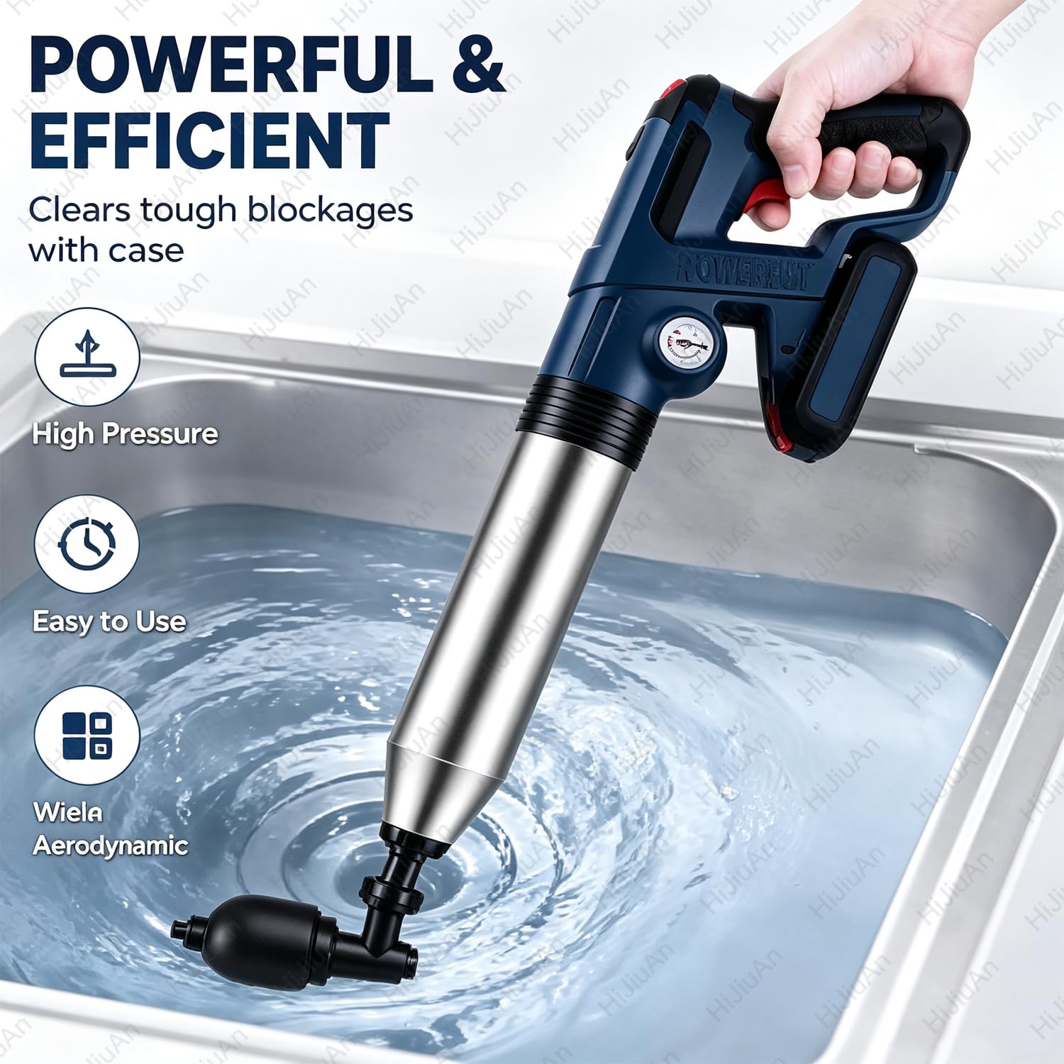 Sturalavandini Resistente, Disotturante Per Wc, Pressione Dellaria 1-6 Bar, Barometro Visivo, Anti-schizzi + Risparmia Tempo/fatica, Utilizzabile Fino A 30 Volte Con Una Sola Carica, Per Bagno