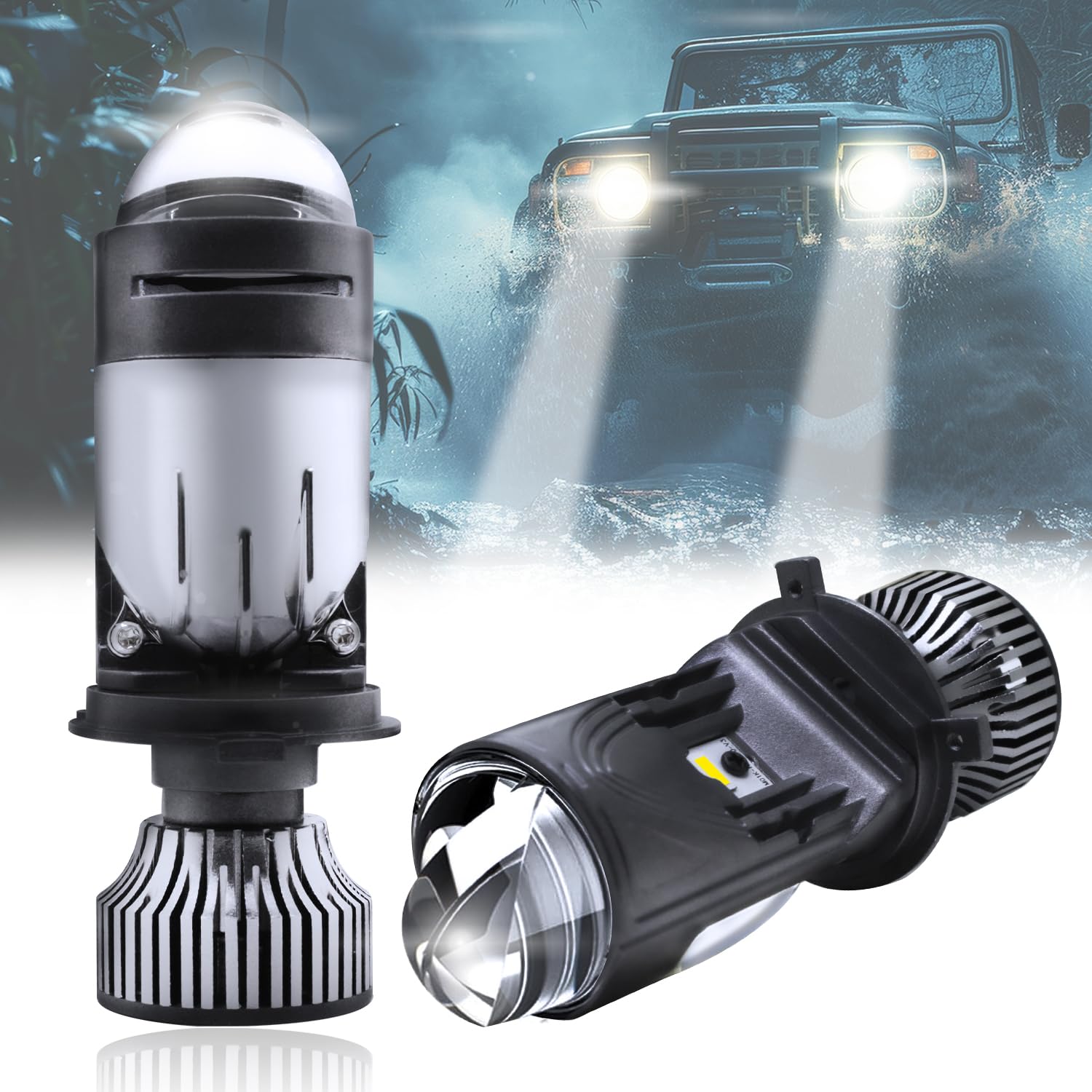 Spaiko Mini Projector Lens H4 Led Car Headlight Bulb, 100W 20,000 Lumens Super Bright White 6500K Headlight Conversion kit for Cars-image-13