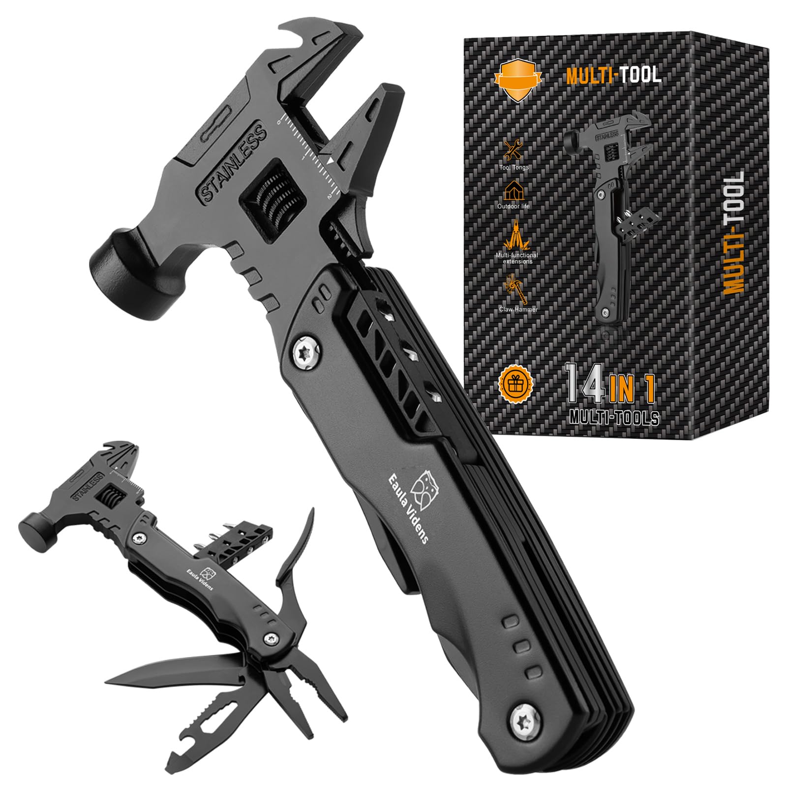 Multitool Hammer 14 In 1 Survival Gear Outdoor and Home Multi Tool, Screwdrivers, Bottle, Opener, Can opener for Outdoor, Camping, Hiking, Gifts for Men Dad Husband, Christmas Gift
