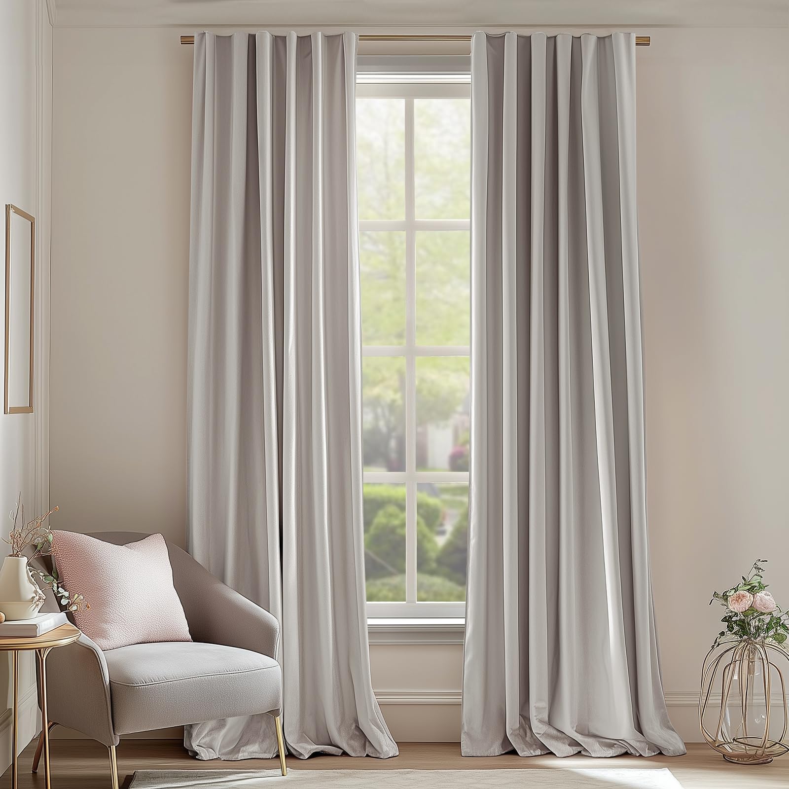 Amazon.com: Lazzzy Oatmeal Velvet Curtains Room Darkening Thermal ...