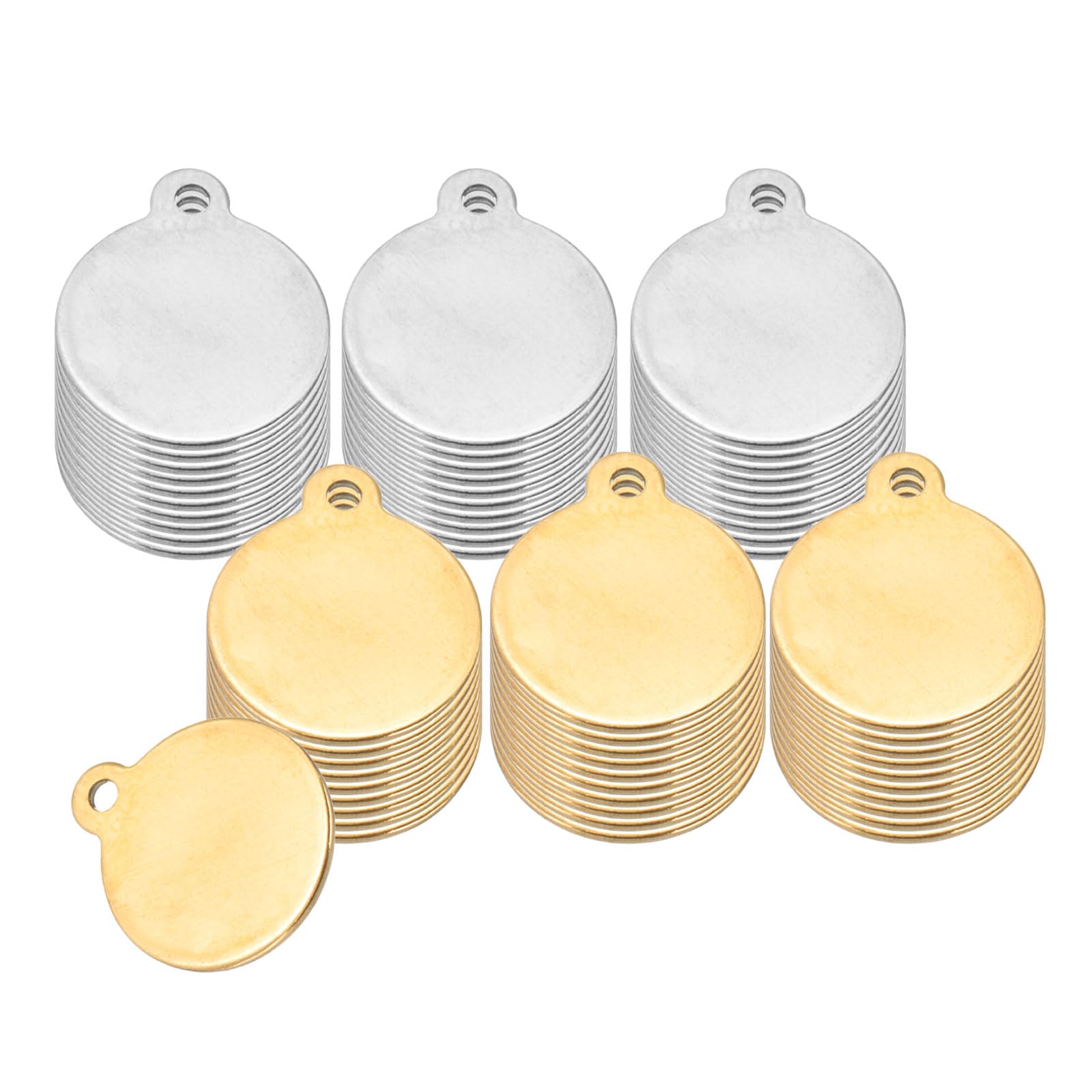 Chapas metálicas en blanco PATIKIL, 60 piezas de acero inoxidable oro y plata con agujero 7