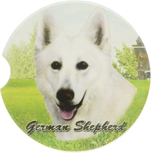 E&S Pets Posavasos de pastor alemán blanco, 3 "x 3"
