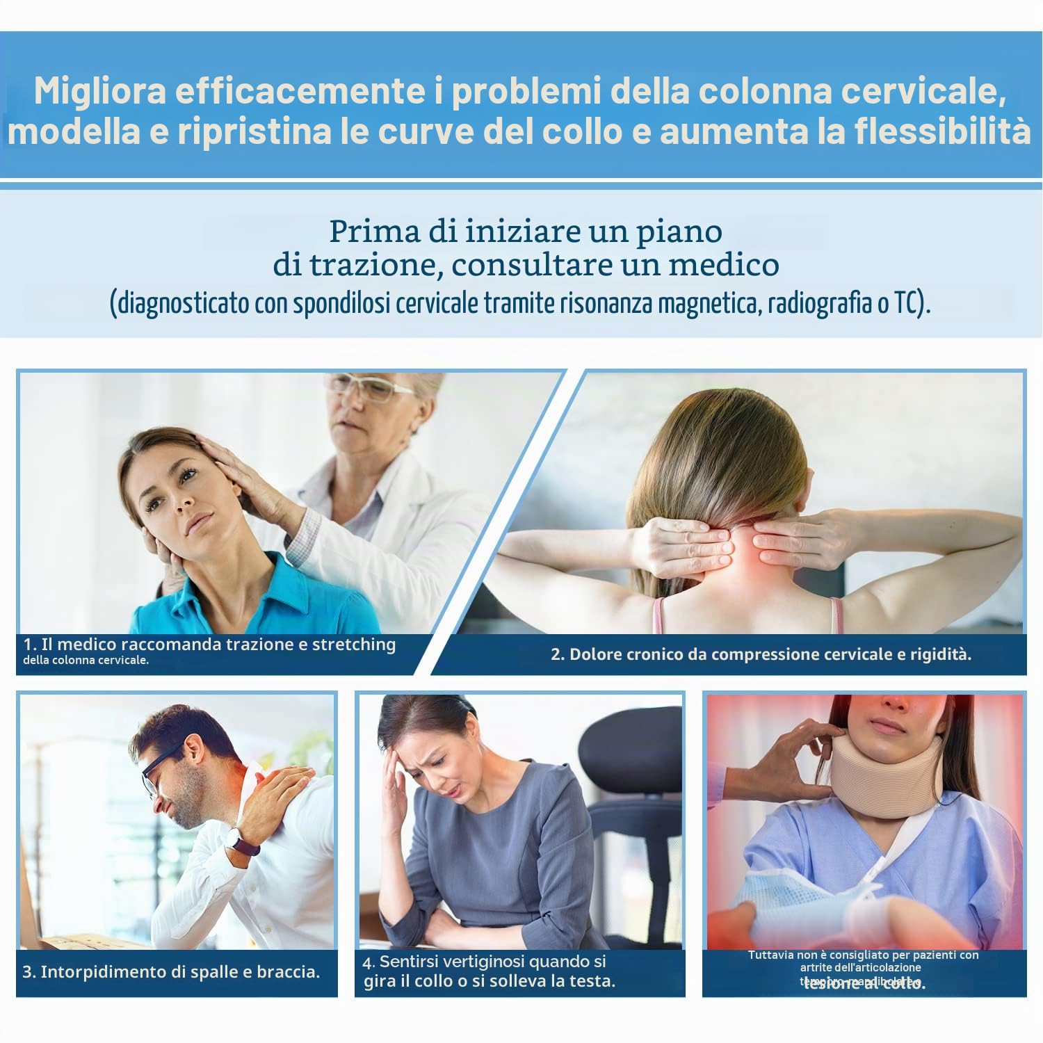 Holdsound Dispositivo Di Trazione Cervicale, Un Regolabile Elettrico Traction Cervicale Dispositivo, Facile Da Usare, Utilizzato In Piedi, Seduto o Lavorando In Ufficio