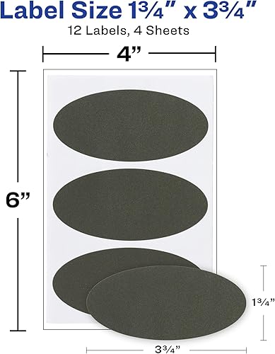 Miniatura 8 de Avery Etiquetas para pizarra, etiquetas extraíbles de 1-34 x 3-34 pulgadas, negras, no imprimibles, 12 etiquetas ovaladas en total (73363) (paquete