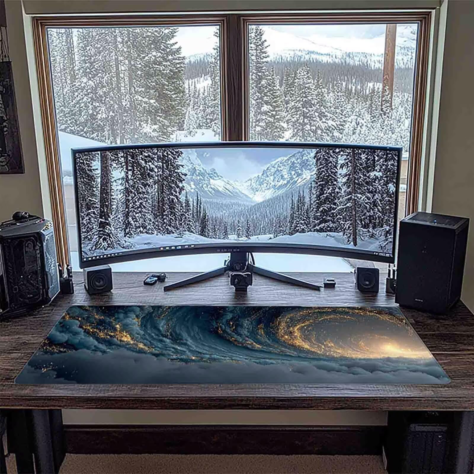 Tappetino Mouse XXL 1000x500mm Blu Mousepad Cielo stellato Tappetino Scrivania Grande, con base in Gomma Antiscivolo, Impermeabile Sottomano Scrivania per Computer, Ufficio, Accessori Gaming 5-3376j
