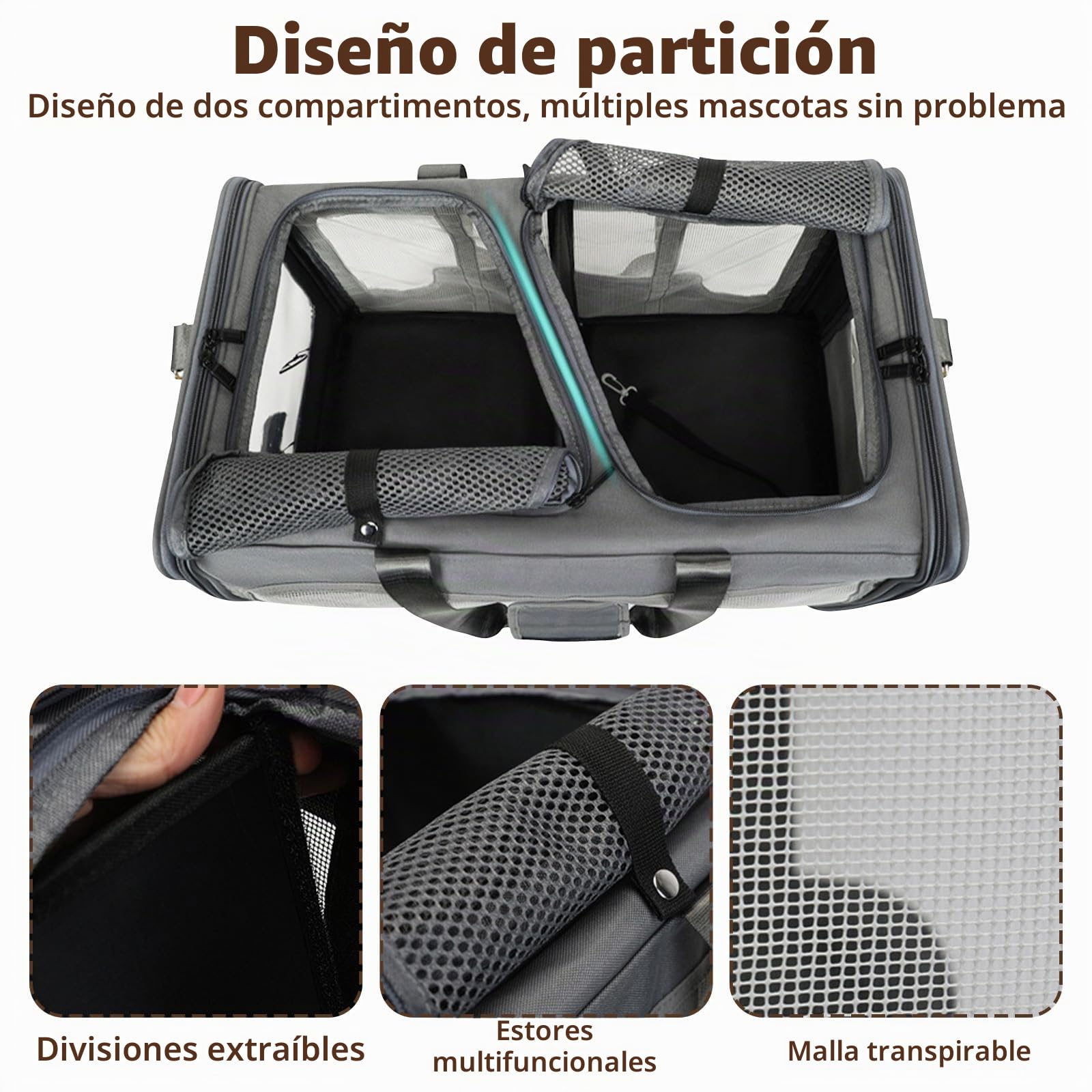 Galatée Cochecito para Mascotas, Bolsa De Viaje para Perros con Ruedas Extraíbles, Bolsa De Transporte Portátil para Gatos, Bolsa Plegable para Perros para Viajes, Camping y Exteriores(Negro)