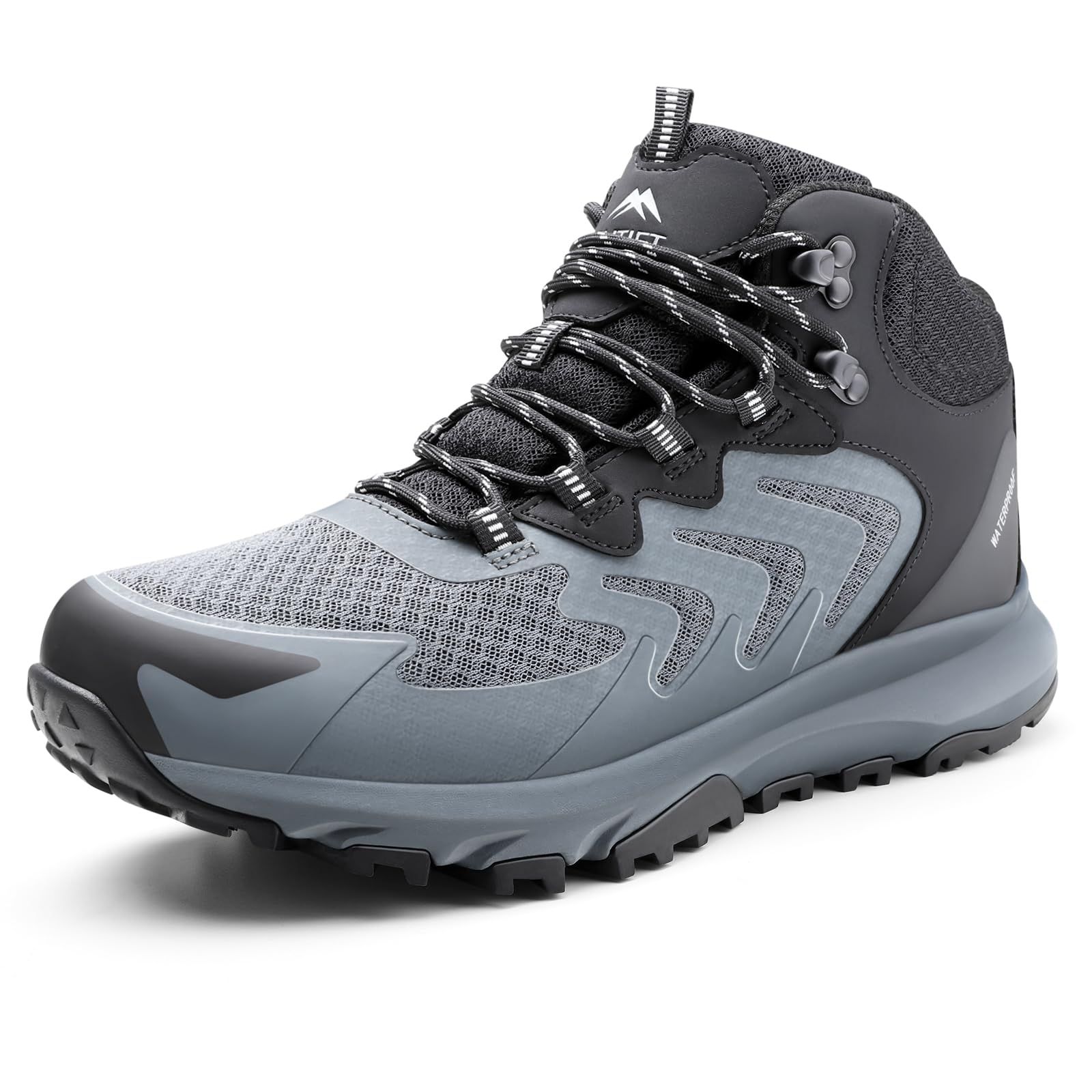 OUTJET Wanderschuhe Herren Wasserdicht Leder, Outdoor Hiking Schuhe rutschfest und komfortabel