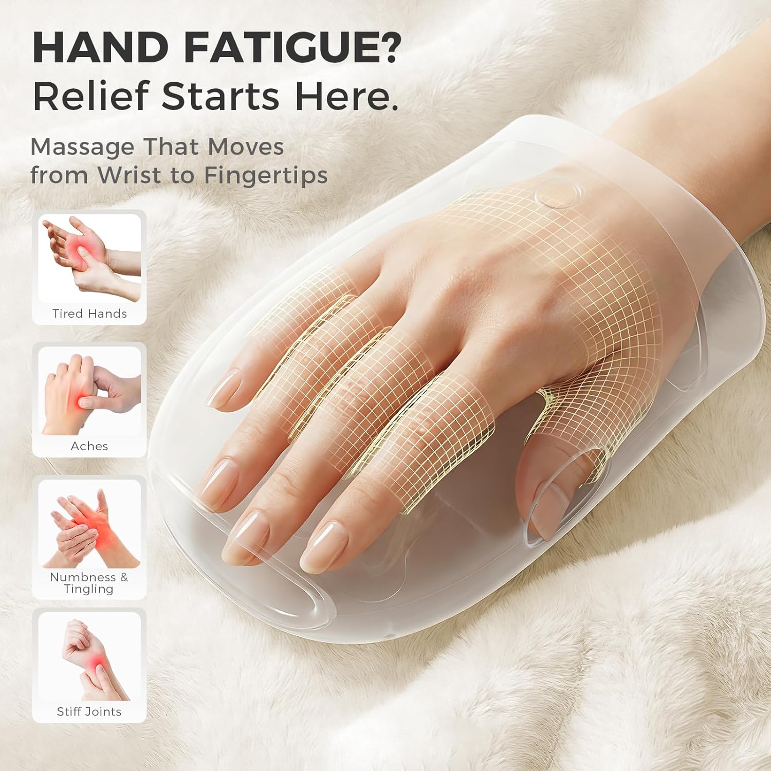 Hand Massager with Heat and Compression, Deep Kneading & Knuckle Stretching, for Arthritis and Carpal Tunnel & Hand Fatigue Relief, Touchscreen Control, Ideal Gift for Men & Women
