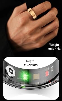 Smart Ring, IP68 Smart Ring for Women Men w/Sleep Heart Rate Blood Pressure Oxygen Monitor Waterproof Fitness Tracker Pedometer Calories Step Counter Bluetooth Health Ring, Black #7