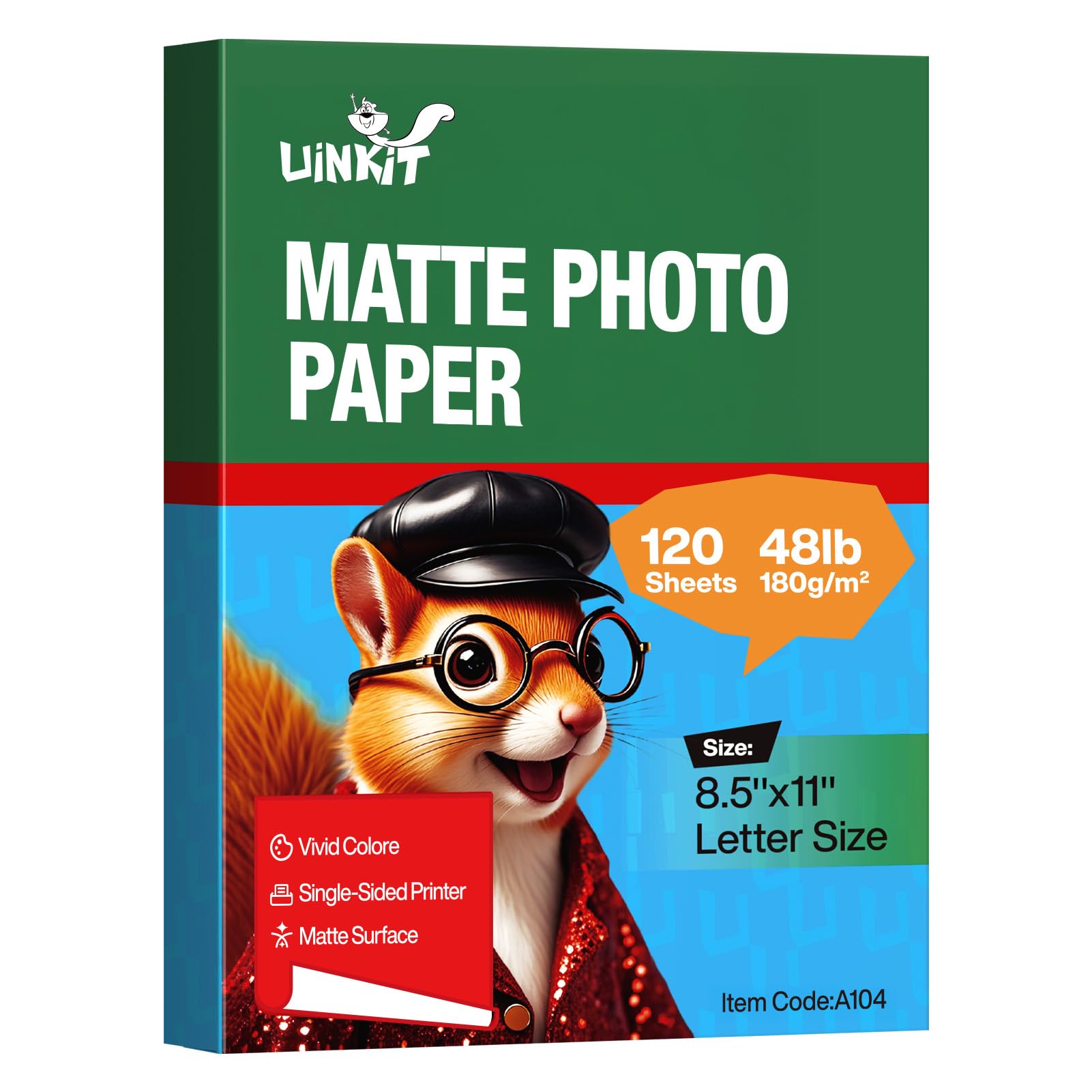 Photo 1 of Uinkit 120 Sheets Presentation Paper Matte 8.5x11 Inkjet 48lb 180gsm Single Side Printable Photo for All Dye Ink Inkjet Printers