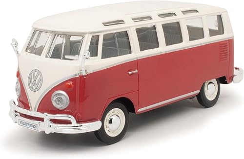 Maisto Volkswagen Van Samba Bus rojo y beige 31956 125 124 Escala Diecast Modelo coche de juguete