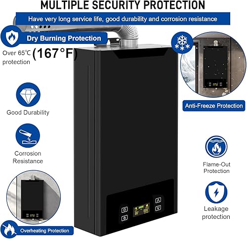 Miniatura 4 de Calentador de agua de propano sin tanque, 4.74GPM 18L en interiores, calentador de agua de gas propano caliente instantáneo, calentador de agua de