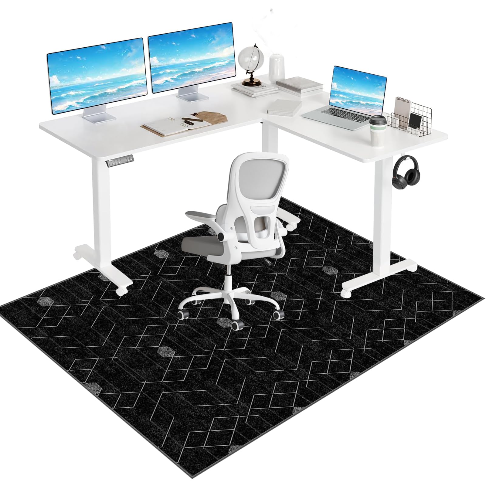 Office Chair Mat for Hard Floor, Carpet Protector Chair Mat Large, Chair Mat Computer Gaming Chair Mat, Anti-Slip Desk Chair Mat for Carpet Floors, 180 x 230 cm Floor Protector Mat for Office Home