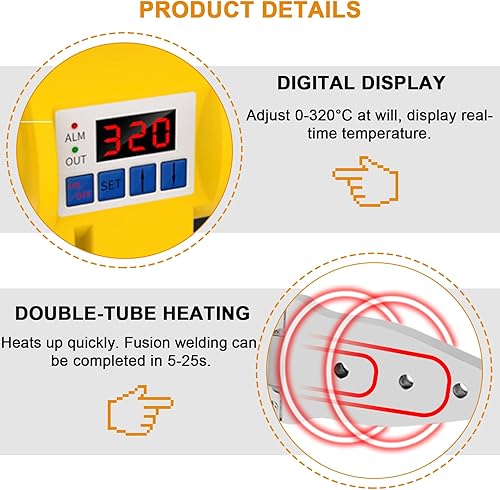 Miniatura 4 de Máquina de soldadura de tubos de plástico, soldador de tubos de agua de plástico de 110 V con cabezal de troquelado y cortador de tuberías de 0.79,