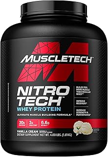 Whey Protein Powder | MuscleTech Nitro-Tech Whey Protein Isolate & Peptides | Protein + Creatine for Muscle Gain | Muscle ...