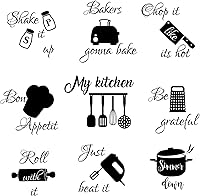 Vista 1 de Seajan 4 Pcs Kitchen Wall Stickers Kitchen Quotes Wall Decals with Funny Lettering Vinyl Fun Utensils Sticker Peel and Stick Arts for Fridge