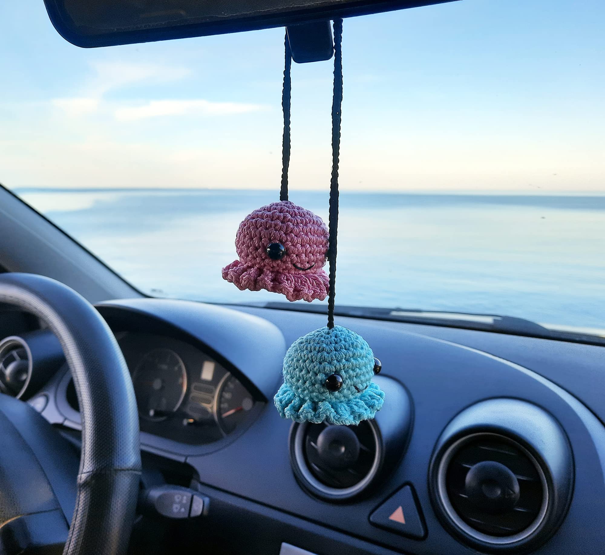 Amazon.com: Octopus Handmade Crochet Car Mirror Charm – Cute
