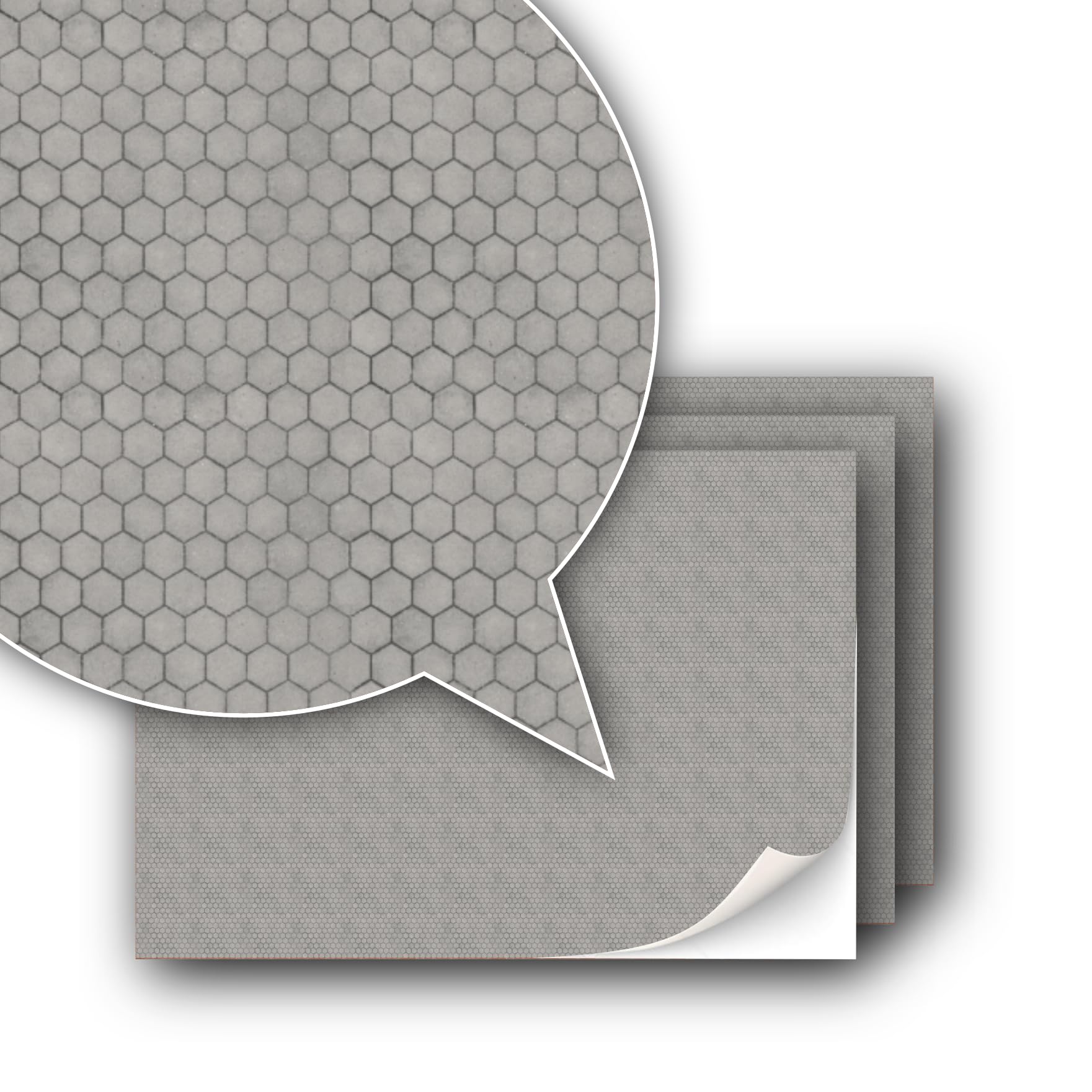 3 Sheets Self-Adhesive Decorative Film Paving Stones and Surfaces for Model Making in Scale 1:87 Scale H0 (UK: 3.5 mm Scale) (Concrete Hexagons)