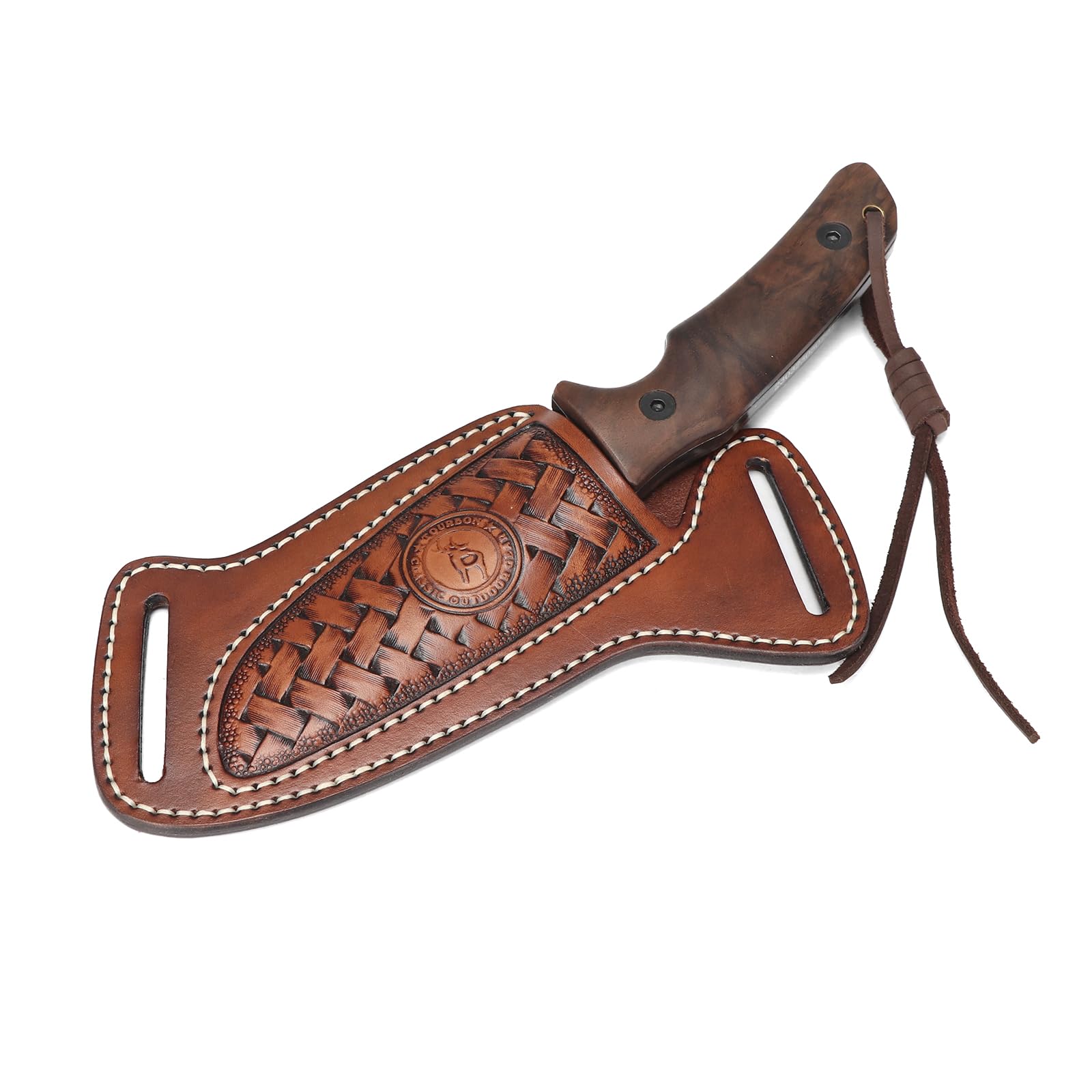 TOURBON Gaine de Couteau Horizontale en Cuir pour Ceinture EDC étui Couteau Droit Pochette à Outils Cadeau Fait Main pour Hommes, T-LP00414