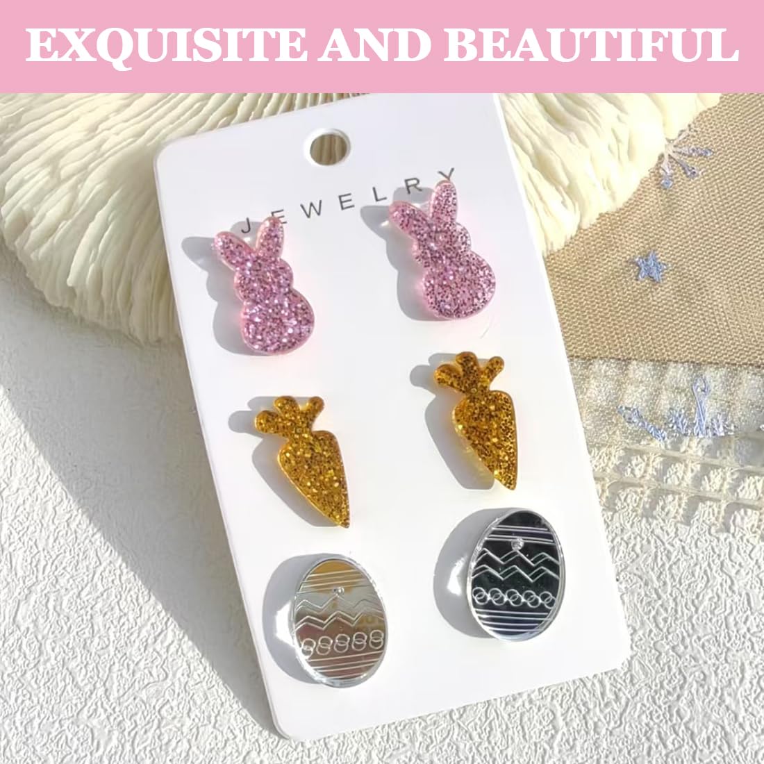 6 Paia Orecchini Bambina Di Pasqua orecchino Per Donna Pendenti Coniglietto Carota Anallergici Set Per Ragazze E Feste