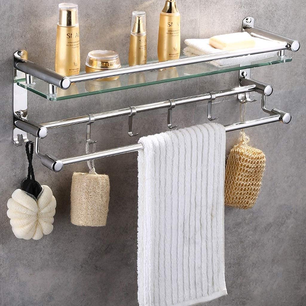 Accessoires de salle de bain en acier inoxydable et verre étagère élégante