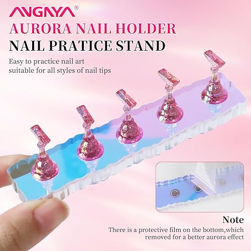 Miniatura 34 de ANGNYA Soporte para uñas a presión, 2 juegos de soportes para uñas Aurora para pintar uñas a presión con 96 piezas de masilla adhesiva reutilizable